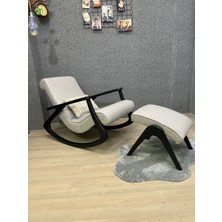 Asedia Ekol Siyah Gri Ahşap Sallanan Sandalye Dinlenme Emzirme Baba Tv Okuma Uzanma Koltuğu Berjer