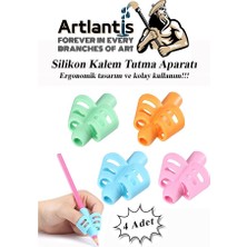 Artlantis Kalem Tutma Aparatı Pastel Renkler 4 Lü 1 Paket Silikon Kolay Tutma Aparatı 4 Renk