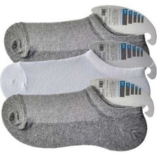 Royaleks Gri ve Beyaz Erkek Görünmez Çorap 3 çift