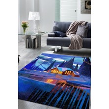 Homshtag Sıcak Yuva Tabanlı Yıkanabilir Kaymaz Manzara Halısı