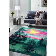 Homshtag Ormana Bakış Tabanlı Yıkanabilir Kaymaz Manzara Halısı