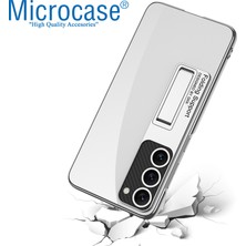 Microcase Samsung Galaxy S23 ile Uyumlu Standlı Kristal Sert Plastik Kılıf - AL3564