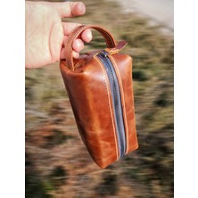 FH Leather Goods Hakiki Deri El Yapımı Dopp Kit El Çantası