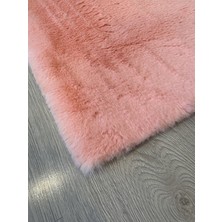 Modern Tavşan Tüyü Yumuşacık Tüy Dökmez Peluş Halı Şeker Pembe