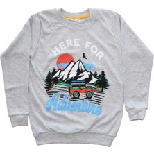 by BebekOdam Erkek Çocuk Gri Adventure Baskılı Tek Üst Sweat