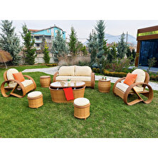 Monalin Home Garden Helix 5 Kişilik Ekstra Lüks Rattan El Örgüsü Bahçe & Balkon & Teras Oturma Grubu Minderli & Camlı Oturma Grubu