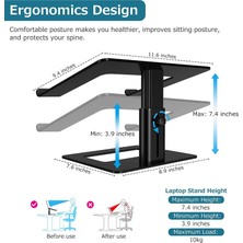 Hobimtek Masa Için Ayarlanabilir Dizüstü Bilgisayar Standı Asansörlü Laptop Standı 10- 17.3 İnç Yükseklik Ayarlı Sehpa Gri