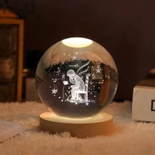 Keyfim Shop Işıklı Ahşap Kaideli Küçük Prens Cam Küre 8cm*6cm