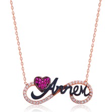 Stil Love Gümüş Annem Yazılı Sonsuzluk Bayan Kolye