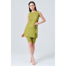 Alfasa Gümüş Kemer Tokalı Sıfır Kol Yarı Kapalı Mayo