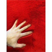 Extra Carpet Tavşan Tüyü Post Kesim Premium Kalite Tüy Dökmez Halı Kırmızı
