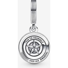 Wops 925 Ayar Gümüş Marvel The Avengers Captain America Shield Sallantılı Charm