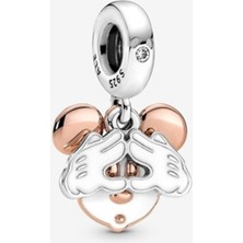 Wops 925 Ayar Gümüş Disney Mickey Mouse Çift Sallantılı Charm