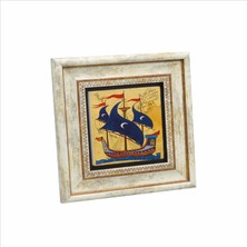 Sadrazam Osmanlı Yelkenlisi Minyatür Baskılı Doğaltaş Tablo (20CMX20CM )(KRT-120)