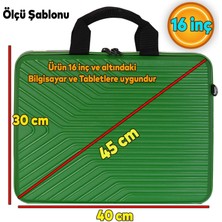 Badem10 Laptop Çantası Kırılmaz Su Geçirmez Notebook Dizüstü Bilgisayar Taşıma Yeşil 40X30 cm 16 Inç