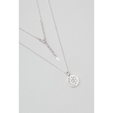 So CHIC Yaşam Çiçeği 18 Ayar Beyaz Altın Kaplama 45 cm Gümüş Minimal Kolye