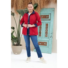 Rmg Çift Taraflı Büyük Beden Trençkot Kırmızı