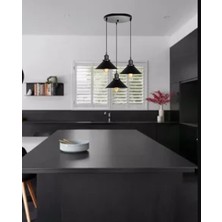 Riolight retro,vintge,rustik 3XE27 duylu siyah Üçlü Metal Sarkıt Avize Taban Çapı: 30CM