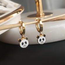 Vaoov Vaoov 925 Ayar Gümüş Mineli Panda Küpe