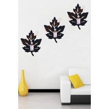 Alshop Ahşap 3'lü Duvar Süsü Siyah Renkli Mumluk Obje Modern Dekoratif Aksesuar