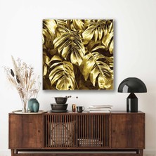 SML Tablo Altın Metalik Yapraklar Gold Leafs Dekor Kanvas Tablo