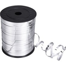 Tuğset Etiket Tuğset 200 mt Metalik Gümüş Renk Rafya 8 mm - Janjanlı Rafya 1 Adet Hediye Paketleme İçin