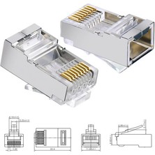 Wozlo Cat6 Metal RJ45 Jack Konnektör Uç Lan Ethernet Jak - 50 Adet