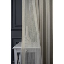 Evdepo Home Taç Altın Çizgili 1/2 Seyrek Pile Tül Perde Tek Kanat - 100 x 250 cm
