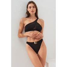 Pierre Cardin Dekolteli Tek Omuz Bikini Takım Siyah 231209