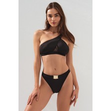 Pierre Cardin Dekolteli Tek Omuz Bikini Takım Siyah 231209