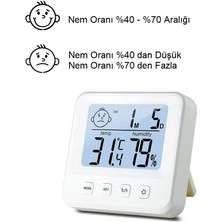 Upway Dijital LCD Masaüstü Saat Sıcaklık Nem Konfor Alarm LED Işıklı Mini Saat