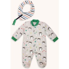 Bebizu Önlüklü Kendinden Patikli Önden Çıtçıtlı Baskılı Tulum