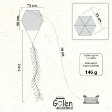 Gülen Uçurtma / D-Monte Naylon Altıgen Uçurtma Yapım Seti - Ahşap Çıtalı  (Orta Boy)