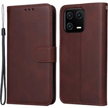 Lr Joyful Xiaomi Için 13 Anti-Cratch Klasik Buzağı Dokusu Telefon Standı Pu Deri Deri  Bırak-Kötü Kılıf Bilek Kayışı ile (Yurt Dışından)