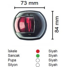 SL15 Tekne Seyir Feneri Siyah 12V LED 73X84MM 15M Kadar Tekneler Için