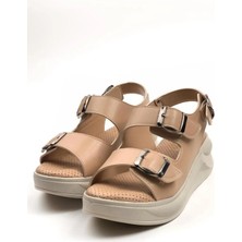 Preshley Kadın Dimma Nut Konfor Ortopedik Taban Tokalı Sandalet