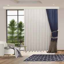 Perhal Yeni Model Gerçek Kalın Zincir Kırışmayan Etekleri Kurşunlu 1-2 Pile Son Moda Tül Perde