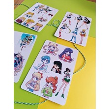 EyER Shoping Sailor Moon Ay Savaşçıları Etiket Sticker