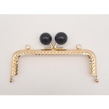 Angel Çanta Aksesuar 12.5 cm Siyah Toplu Çanta Klipsi Çanta Bursu Light Gold Metal