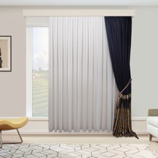 Perhal Yeni Model Çizgili Kırışmayan Etekleri Kurşunlu 1-2,5 Pile Son Moda Tül Perde