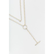 So CHIC Modern 18 Ayar Sarı Altın Kaplama 45 cm Gümüş Y Kolye