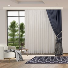 Perhal Yeni Model Kalın Çizgili Kırışmayan Etekleri Kurşunlu 1-3 Sık Pile Son Moda Tül Perde