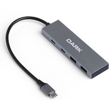 Dark 4 Port USB Type-C Hub 2x Usb3.0 Type-A & 2x Usb3.1 Type -C (DK-AC-USB312C)