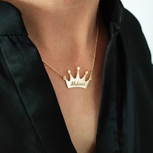 Nida Jewelry 925 Ayar Gümüş Taç İsim Kolye