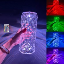 Kuzey Big Rose Diamond Table Lamp USB Charging Rgb Multi Colors Totch Lamp Kumandalı Kristal Dev Masa Lambası Rgb