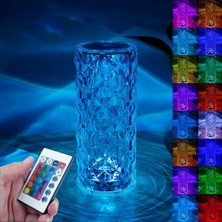 Kuzey Big Rose Diamond Table Lamp USB Charging Rgb Multi Colors Totch Lamp Kumandalı Kristal Dev Masa Lambası Rgb