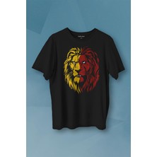 Kendim Seçtim Aslan Kafası Sarı Kırmızı Yeleli Galatasaray Baskılı Tişört Unisex T-Shirt10