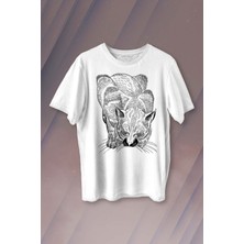 Kendim Seçtim Kara Kedi Silüet Çizim Black Cat Bıyıklı Baskılı Tişört Unisex T-Shirt10