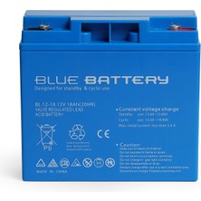 Blue Battery 12 Volt 18 Amper Bakımsız Kuru Akü , Ups Aküsü