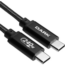 Dark 50CM USB Type-C 240W Pd Ultra Hızlı Şarj ve 480MBPS Örgülü Kabl